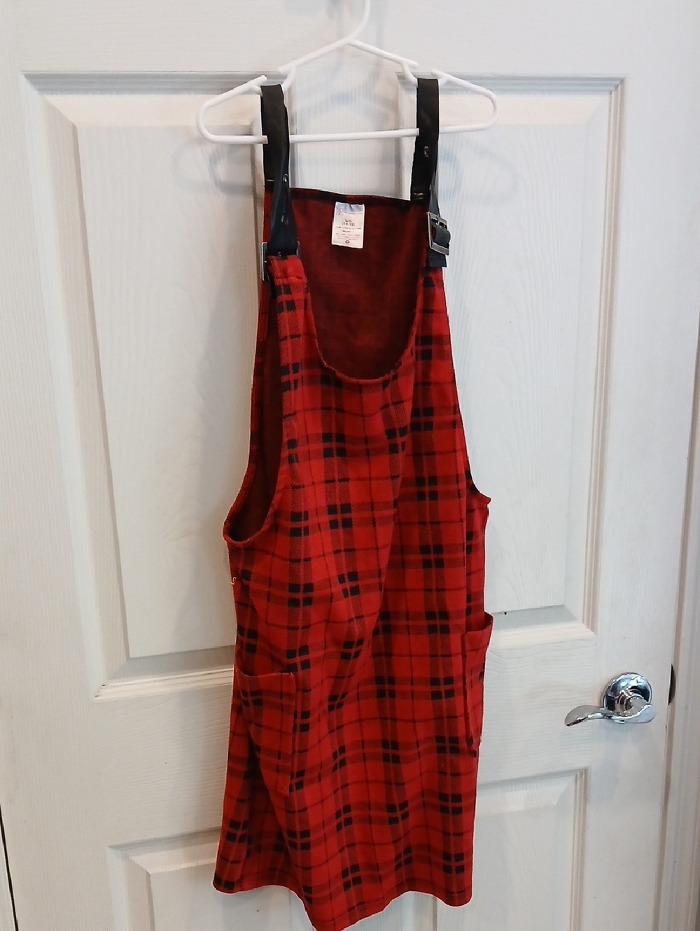 5/25 No Boundaries Red Plaid Pinafore Dress with Black Straps